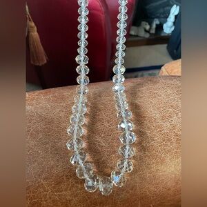Vintage Aldo Silver tone adjustable Necklace with fauceted Crystal glass Beads